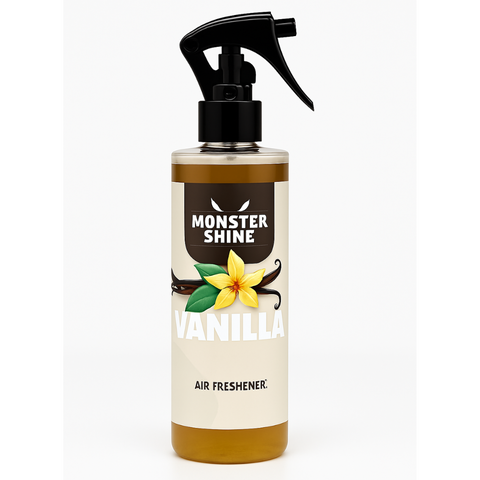 Monster Shine Vanilla air freshener bottle on a white background