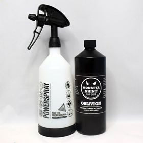 Sale - Kwazar Trigger Sprayer 1.0 Litre & Oblivion Alkaline Wheel Cleaner 1 Litre - Monstershine Car  Care